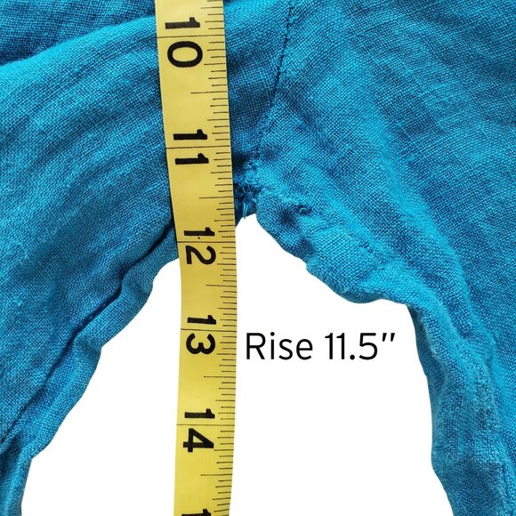 Made In Italy 100% Linen Super Wide Leg Ankle Palazzo Pants Turquoise Blue Sz M - Picture 10 of 15